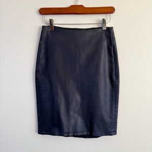 L’AGENCE Brandy Coated Pencil Skirt Navy High Rise Pull On Small